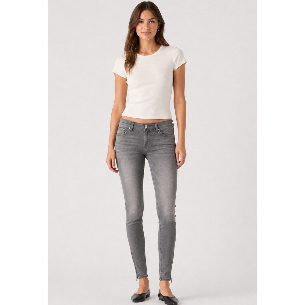 Levis Low Skinny Grey Ankle Zip Jeans Womens Size 8 Low Rise Denim Pants